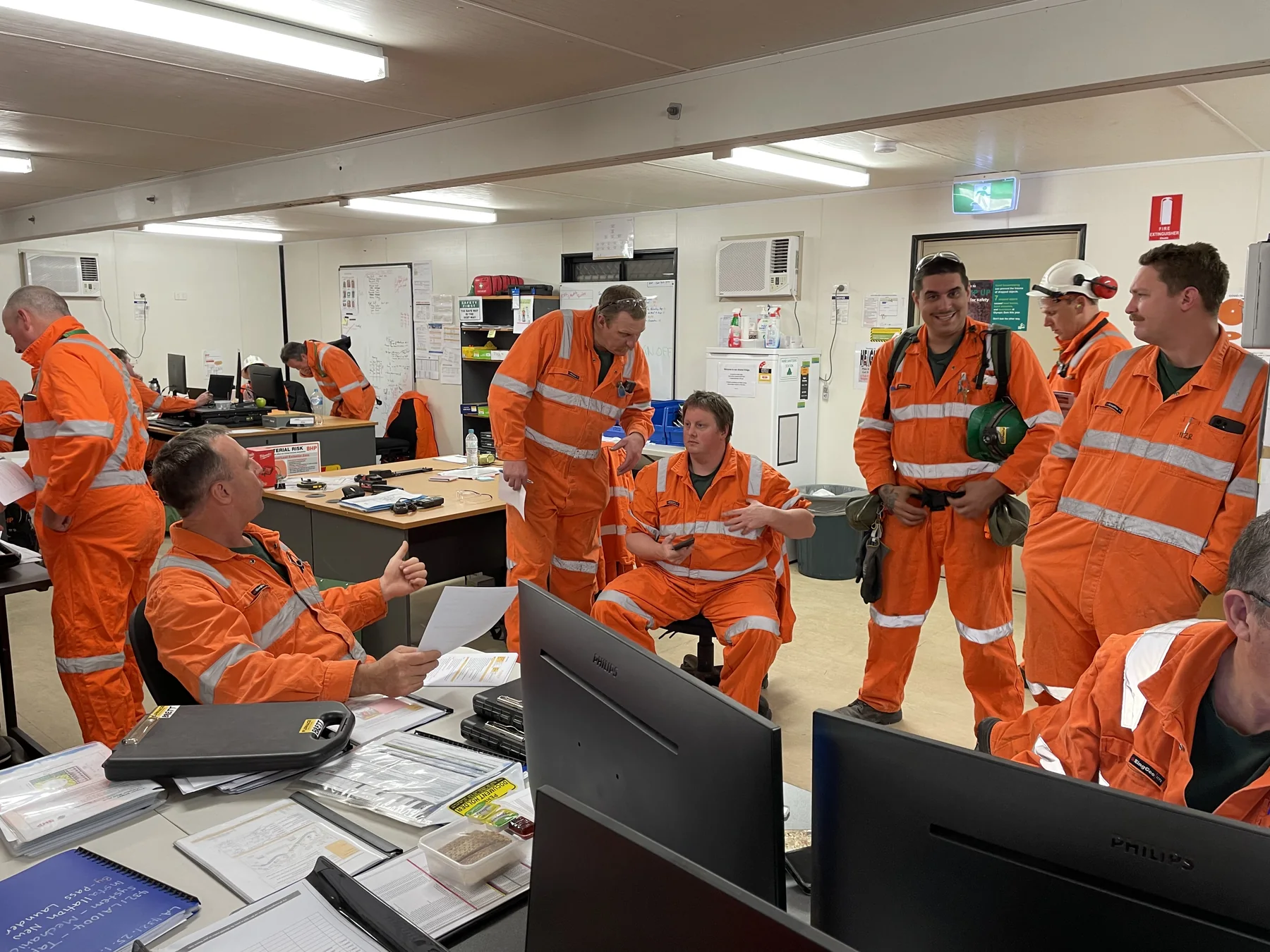 Industrial project team coordinating site work