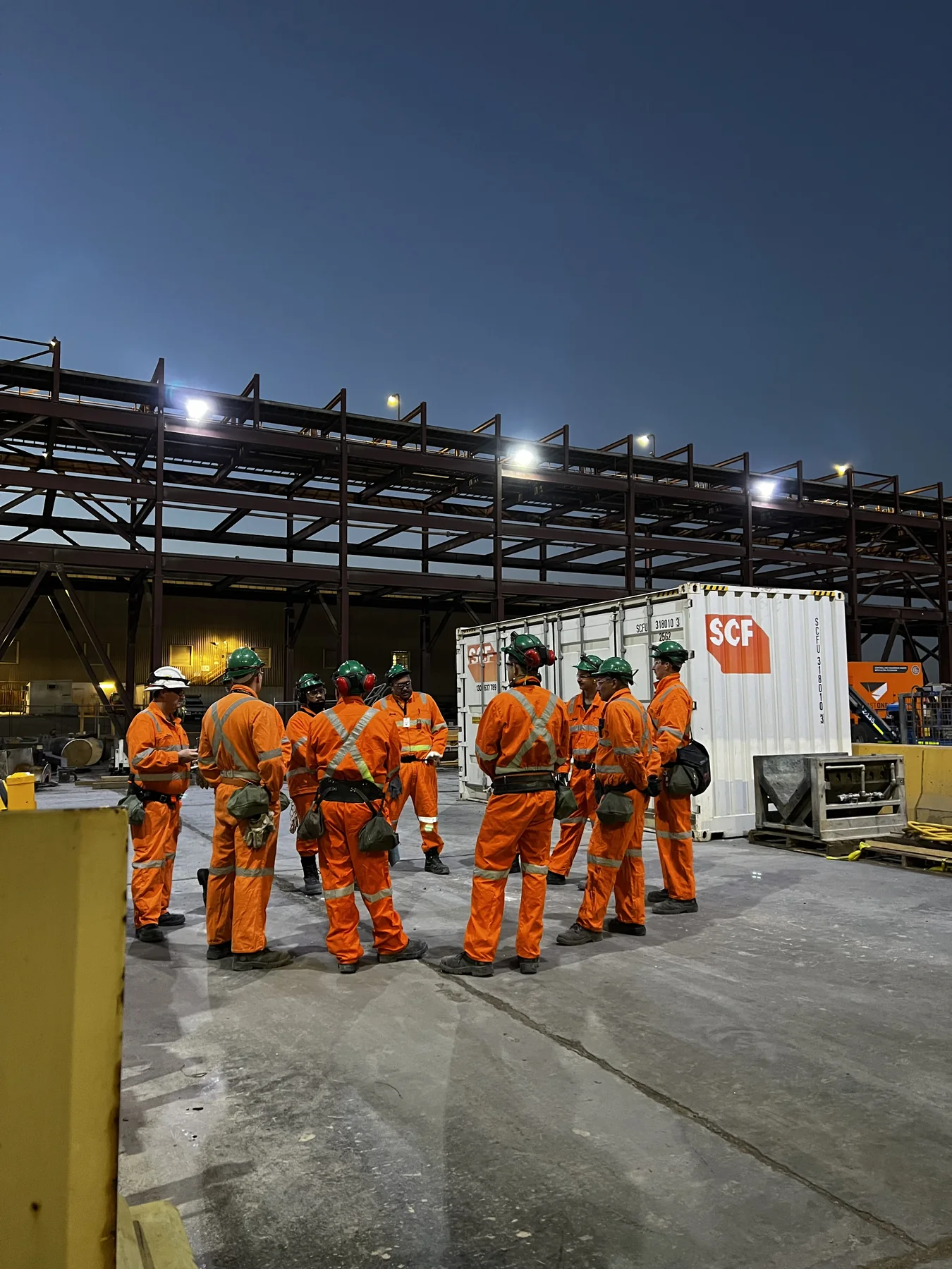 Industrial team preparing for a shift